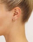 14K Yellow Gold Hoop Earrings with Hand Engraved Tornado Design, 2mm Thin, All Sizes