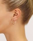 14k Rose Gold Tornado Diamond Cut Hoop Earrings, 2mm Thin