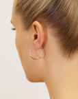 14k Rose Gold Tornado Diamond Cut Hoop Earrings, 2mm Thin