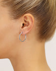 14k Gold X-Pattern Diamond-Cut Hoop Earrings, 1 Inch