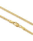 10K Solid Yellow Gold Bismark Chain Necklace, 2mm Thin