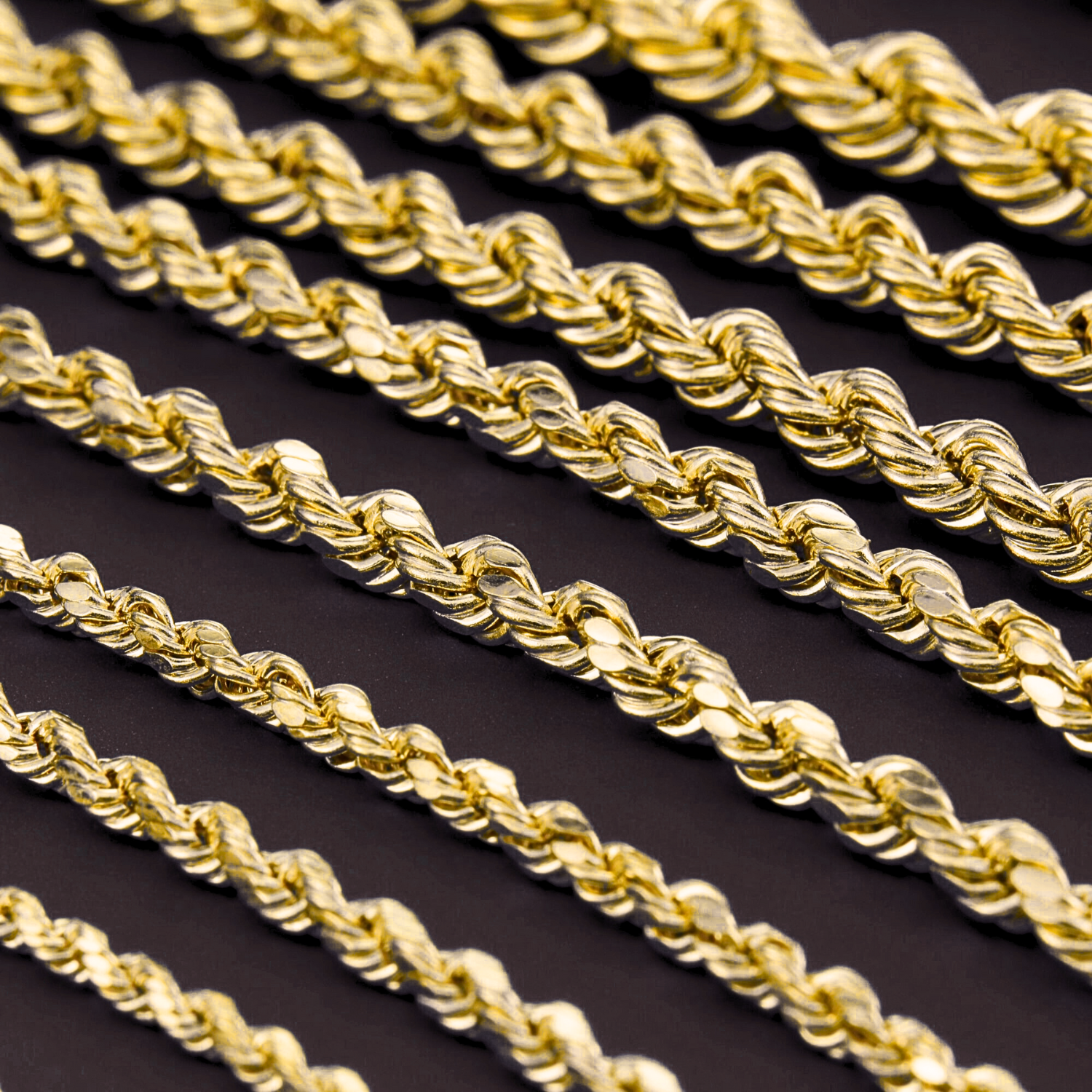 10K Yellow Gold Rope Chains, Solid 10K Gold Necklace With 10K Yellow Gold Rope Chains, Solid 10K Gold Necklace With
