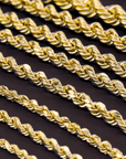 10K Yellow Gold Rope Chains, Solid 10K Gold Necklace With Secure Lobster Lock