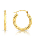 10K Yellow Gold Spiral Twist Hoop Earrings