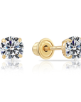10k Yellow Gold Solitaire Screwback Stud Earrings