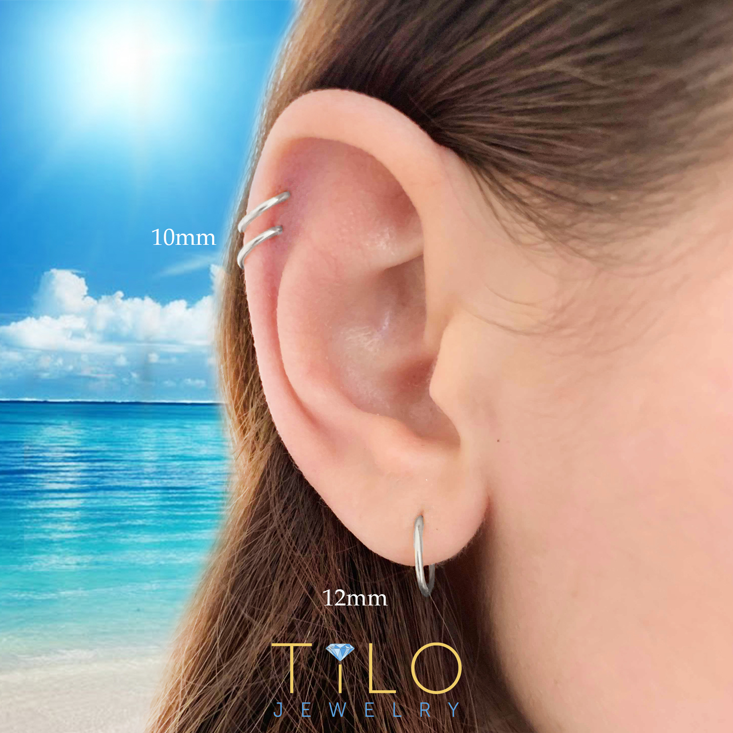 Bridal Cartilage Earrings White Gold Boho Bridal Ear Wrap Floral