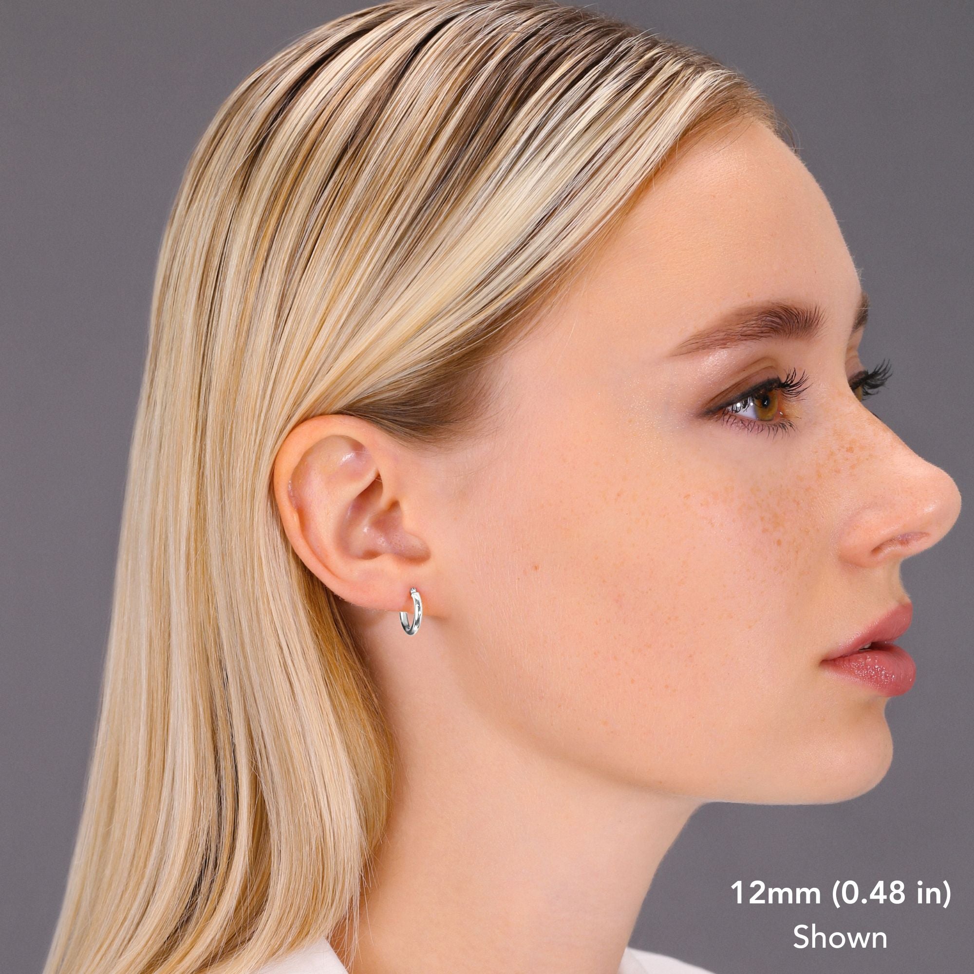 14k White Gold Classic Hoop Earrings, 2mm