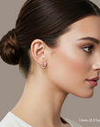 14K White Gold Diamond-Cut X-Pattern Round Hoop Earrings