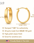 14k Gold Small Oval Flat Hoop Earrings