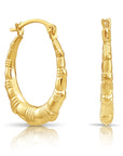 14K Yellow Gold Puffy Oval Hoop Earrings