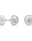 14K Gold Diamond-Cut Half Ball Stud Earrings With Pushbacks