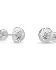 14K Gold Diamond-Cut Half Ball Stud Earrings With Pushbacks