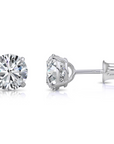 14k White Gold Classic Solitaire Stud Earrings, Screwback