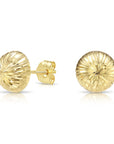 14K Gold Diamond-Cut Half Ball Stud Earrings With Pushbacks