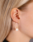 14k Yellow Gold Pearl Drop Earrings