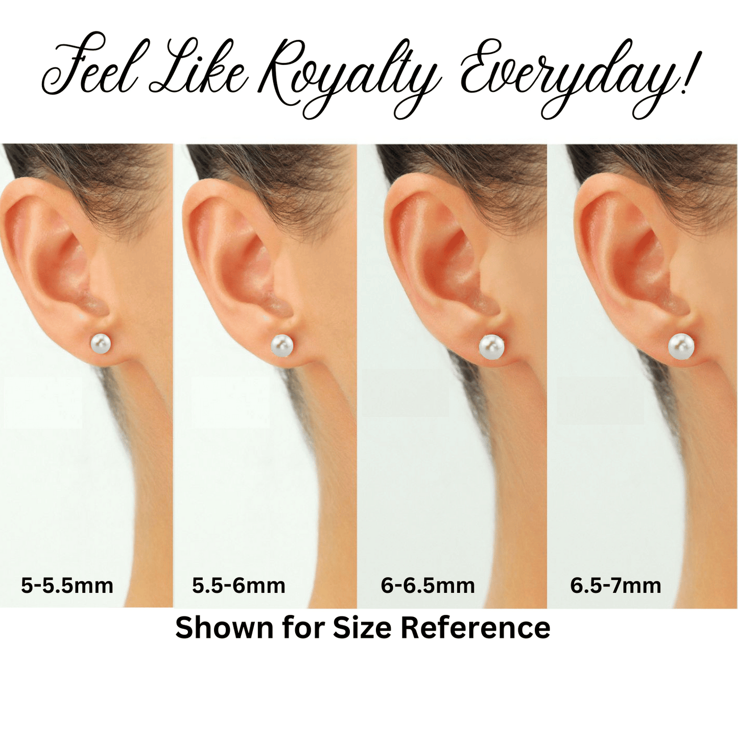 Pearl Studs in 14K Yellow Gold with Butterfly Pushbacks, Gift for Her, 5mm, 5.5mm, 6mm, 6.5mm, 7mm, 7.5mm