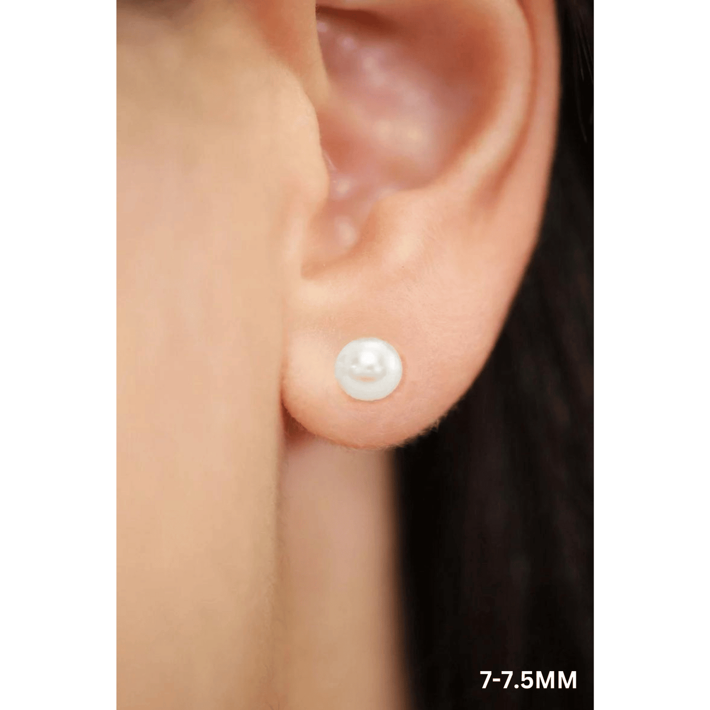 Pearl Studs in 14K Yellow Gold with Butterfly Pushbacks, Gift for Her, 5mm, 5.5mm, 6mm, 6.5mm, 7mm, 7.5mm