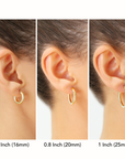 14k Yellow Gold Chunky Hoop Earrings, 3mm Thickness