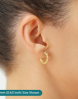 14K Yellow Gold Tornado Hoop Earrings, Diamond-Cut & Hand Engraved Design, 3mm Thin