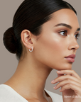 14K White Gold Diamond-Cut X-Pattern Round Hoop Earrings
