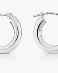 14k White Gold Chunky Hoop Earrings, 3mm Thickness