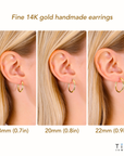 14k Yellow Gold Classic Hoop Earrings, 2mm
