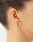14K Yellow Gold Tornado Hoop Earrings, Diamond-Cut & Hand Engraved Design, 3mm Thin