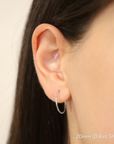 14K White Gold Thin Classic Hoop Earrings, 1mm
