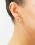 14K Yellow Gold Tornado Hoop Earrings, Diamond-Cut & Hand Engraved Design, 3mm Thin
