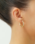 14k Yellow Gold Hand Engraved Round Hoop Earrings, Full Diamond-cut, 3mm Thin