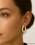 14k Solid Yellow Gold Square Tube Hoop Earrings, Bold Chunky Hoops, 2.8mm Thin