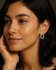 14k Solid Yellow Gold Square Tube Hoop Earrings, Diamond-Cuts Design, 2.2mm Thin