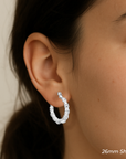 925 Sterling Silver Bamboo Texture Hoop Earrings