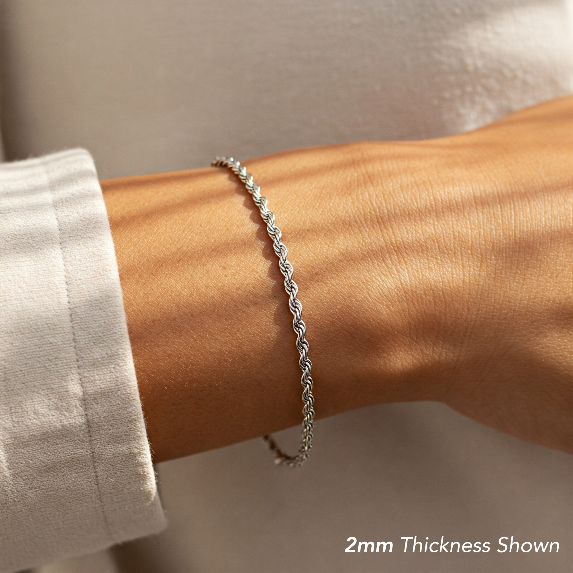 Solid Sterling Silver Rope Chain Bracelet – Tilo Jewelry®