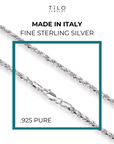 Italian Rope Chains with Strong Lobster Lock in Sterling Silver