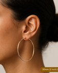 14k Yellow Gold Classic Hoop Earrings, 2mm