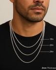 Solid Sterling Silver Cuban Chains, Italian 925 Pure , Strong Lobster Lock
