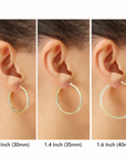 14k Yellow Gold Chunky Hoop Earrings, 3mm Thickness
