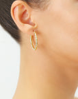 14K Yellow Gold Tornado Hoop Earrings, Diamond-Cut & Hand Engraved Design, 3mm Thin