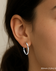 10K White Gold Twisted Classic Hoop Earrings
