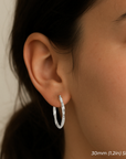 10K White Gold Twisted Diamond-Cut Hoop Earrings