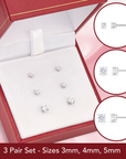Sterling Silver Simulated Diamond Studs, With Secure Pushbacks