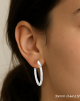 Sterling Silver Round Hoop Earrings, Floral Diamond-Cut Design