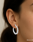 925 Sterling Silver Bamboo Texture Hoop Earrings