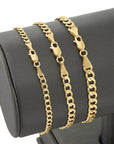 14K Solid Yellow Gold Curb Link Chain Bracelet, 7 Inches