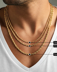14K Yellow Gold Rope Chains, Solid 14k Gold Necklace With Secure Lobster Lock