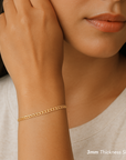 14K Solid Yellow Gold Curb Link Chain Bracelet, 7 Inches