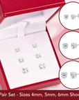 Bundle Set of 3! 14k White Gold Classic Solitaire Stud Earrings, Pushback (Unisex)