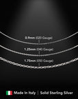 Diamond-cut Italian Cable Chain in 925 Sterling Silver