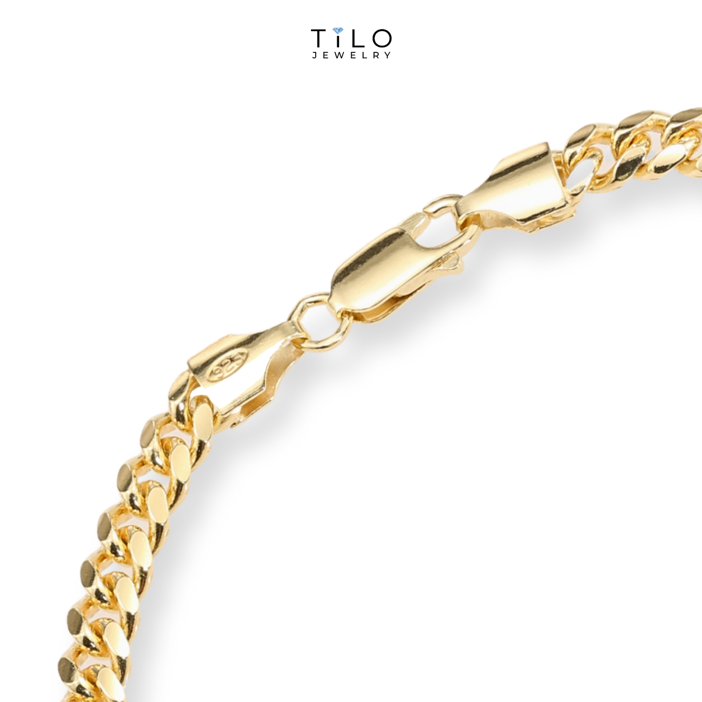 Adjustable Miami Cuban Bracelet Dipped in 14k Yellow Gold, Solid Sterling Silver Bracelet with Adjustable Length 7 - 8 inches, Made In Italy